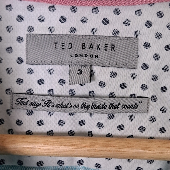 NWOT Ted Baker Men's 3 Linen/Cotton Blend Sea Foam Green Button Down Shirt - Picture 11 of 11